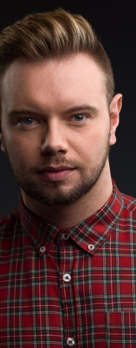 SL Talent, Scottish dancer, Stephen Dillon, choreographer, confidence, confident headshot, connection, dancer, dancer portfolio, head shot, headshot, male dancer, performer headshot, spotlight headshot, spotlight profile image, strong headshot, studio headshot